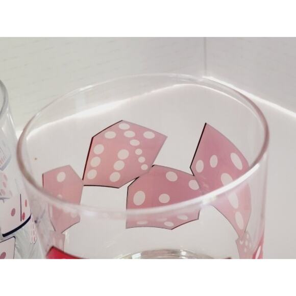 Vintage Retro Board Game Themed Beverage Glasses Set of 4 Barware Dice Dominos - Picture 9 of 14